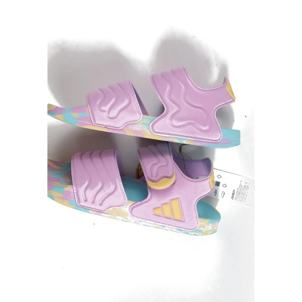 Adidas Adilette Sandal 2 K Bliss Lilac Orange Tint Flash Aqua Size 5 NEW